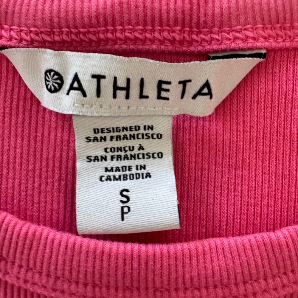 Athleta Signature Ribbed Crew Neck Tee Lot of 2 Pink Plum Stretch Tops Size S - Picture 8 of 8